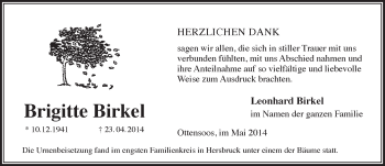 Traueranzeige von Brigitte Birkel von Pegnitz-Zeitung